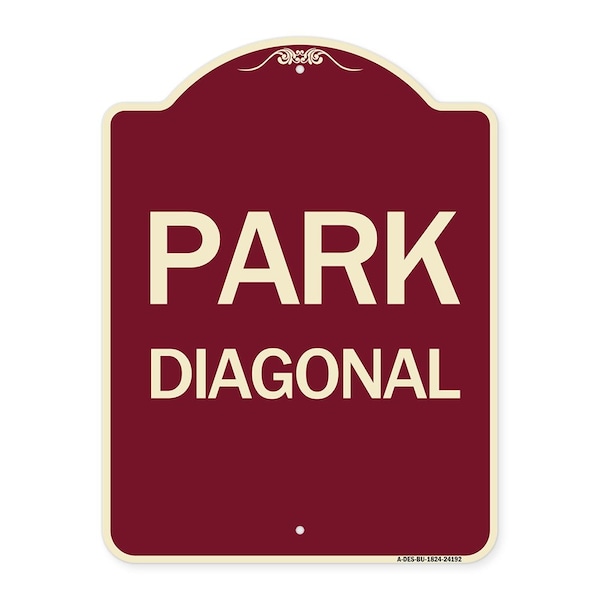 Designer Series Diagonal Parking 1, Burgundy Heavy-Gauge Aluminum Sign, 24" x 18", BU-1824-24192